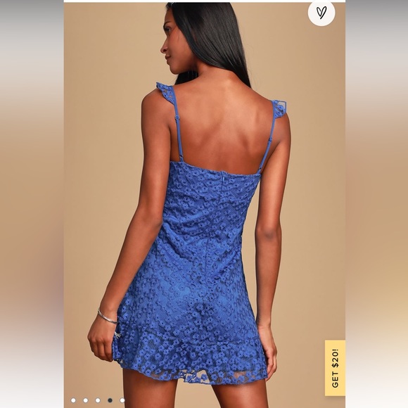 NWT Lulu’s Charmaine Royal Blue Embroidered Mini Dress Size M - Picture 4 of 15
